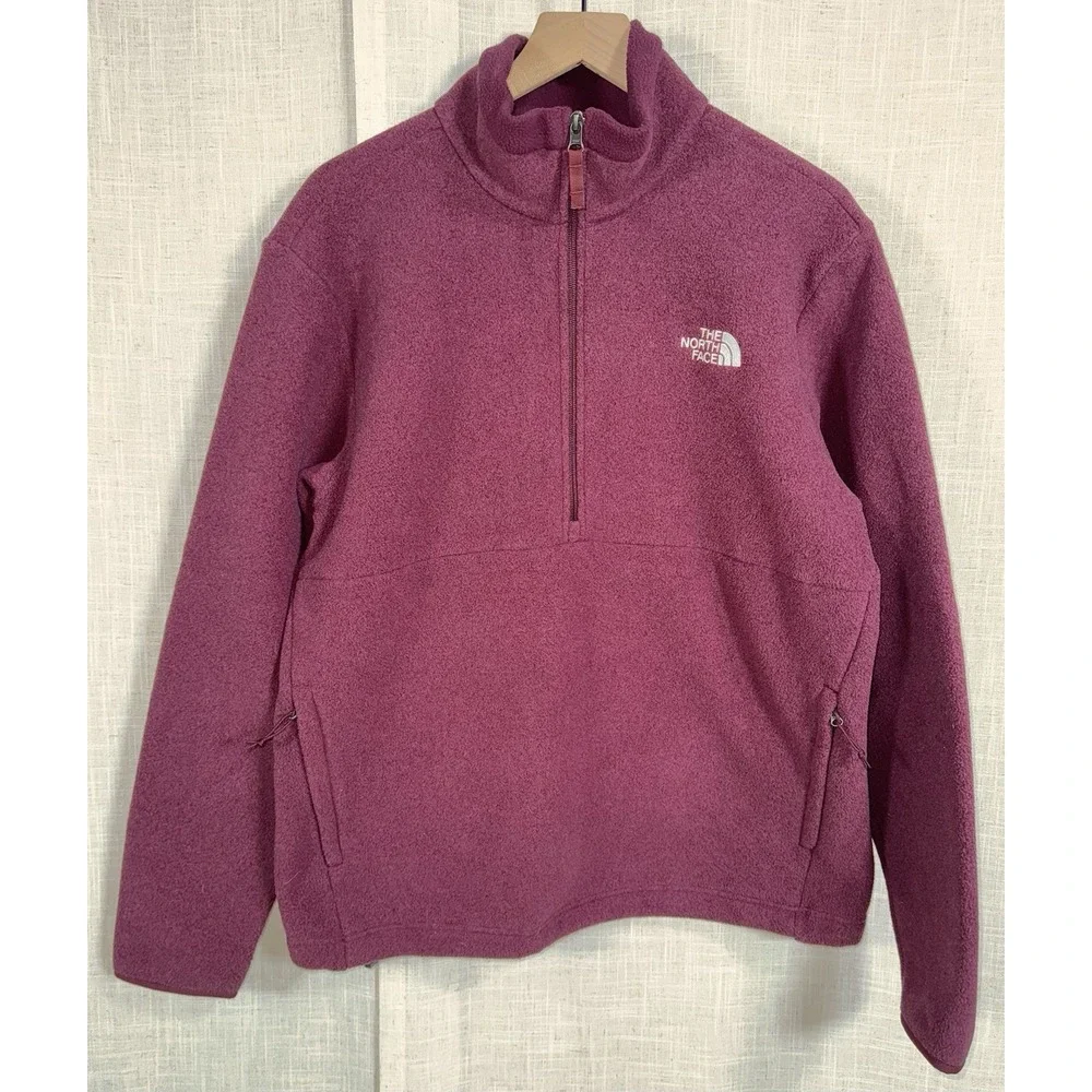 The North Face Men's Sz M Campbell‎ 1/2 Zip Fleece Pullover Jacket Burgundy
